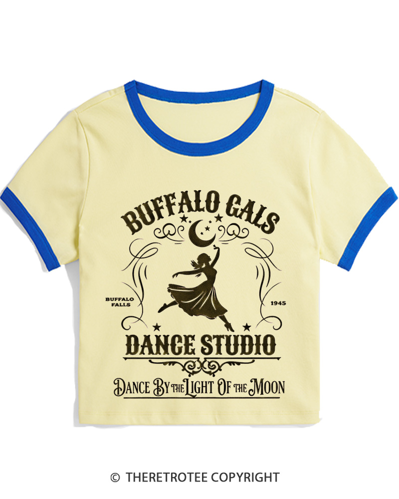 TheRetroTee Dance By The Light Of The Moon 1940s Christmas Women Ringer T-shirt