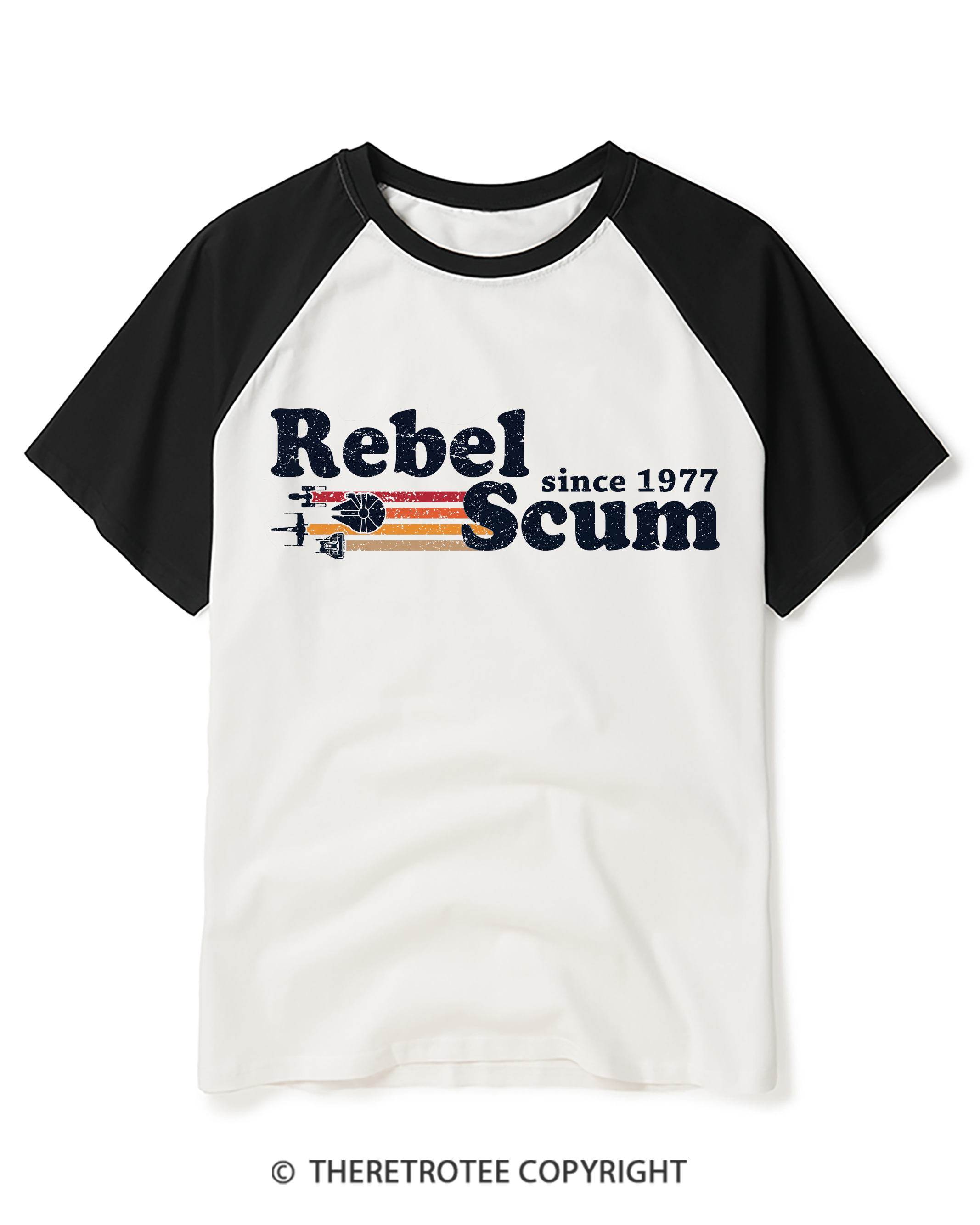 TheRetroTee Rebel Scum Since 1977 Raglan Baseball T-Shirt