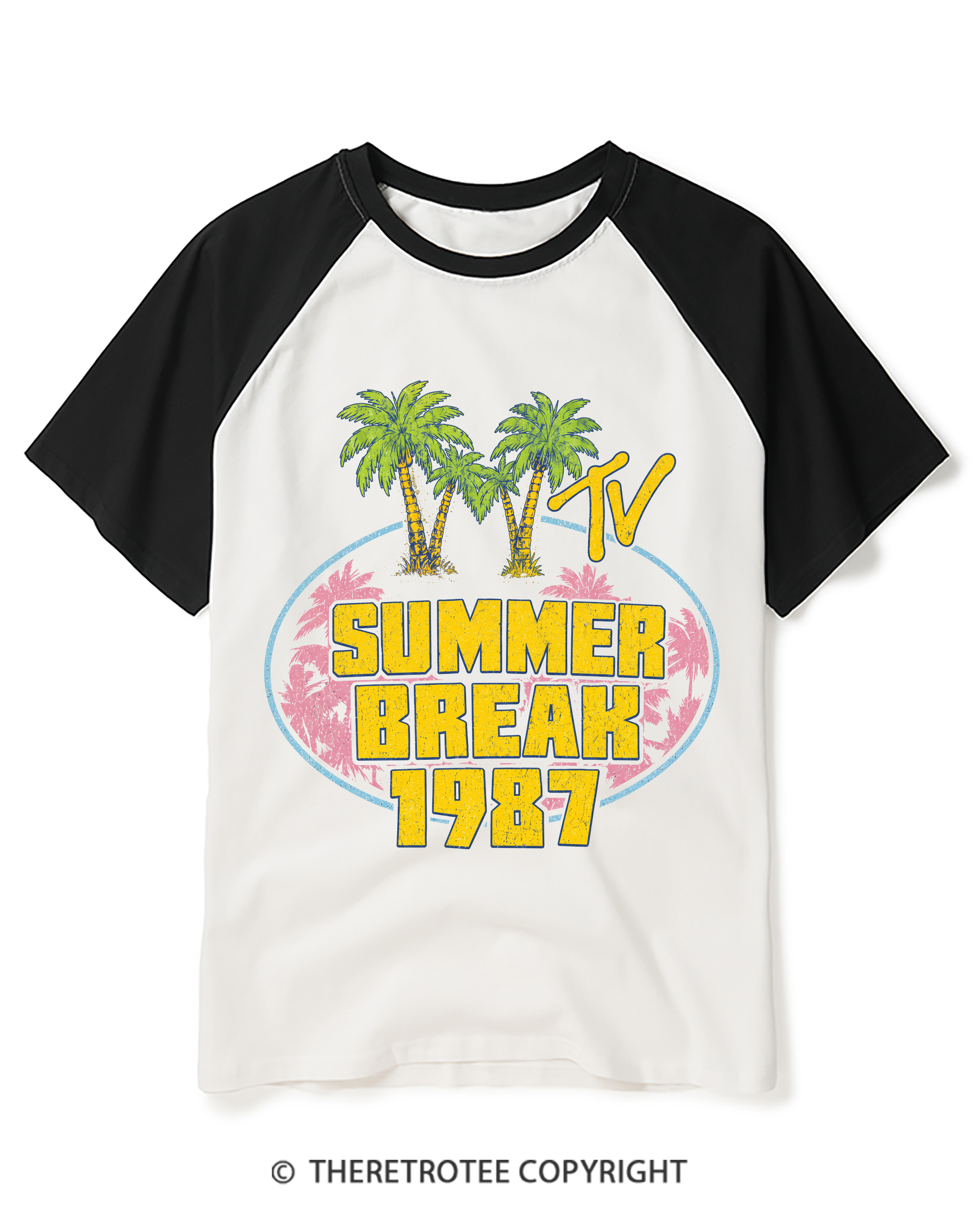 TheRetroTee Summer Break 1987 Raglan Baseball T-Shirt