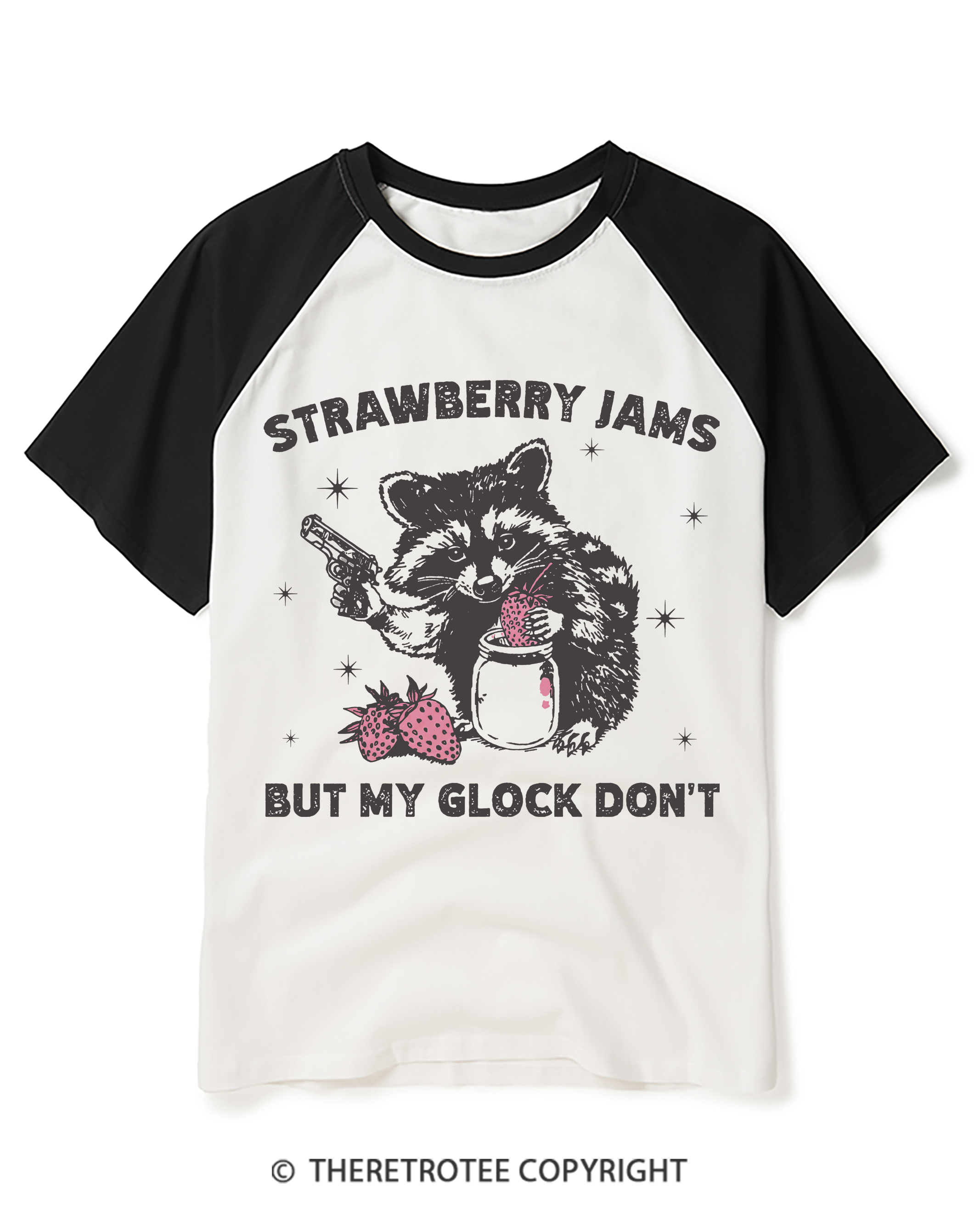 TheRetroTee Strawberry Jams Raglan Baseball T-Shirt