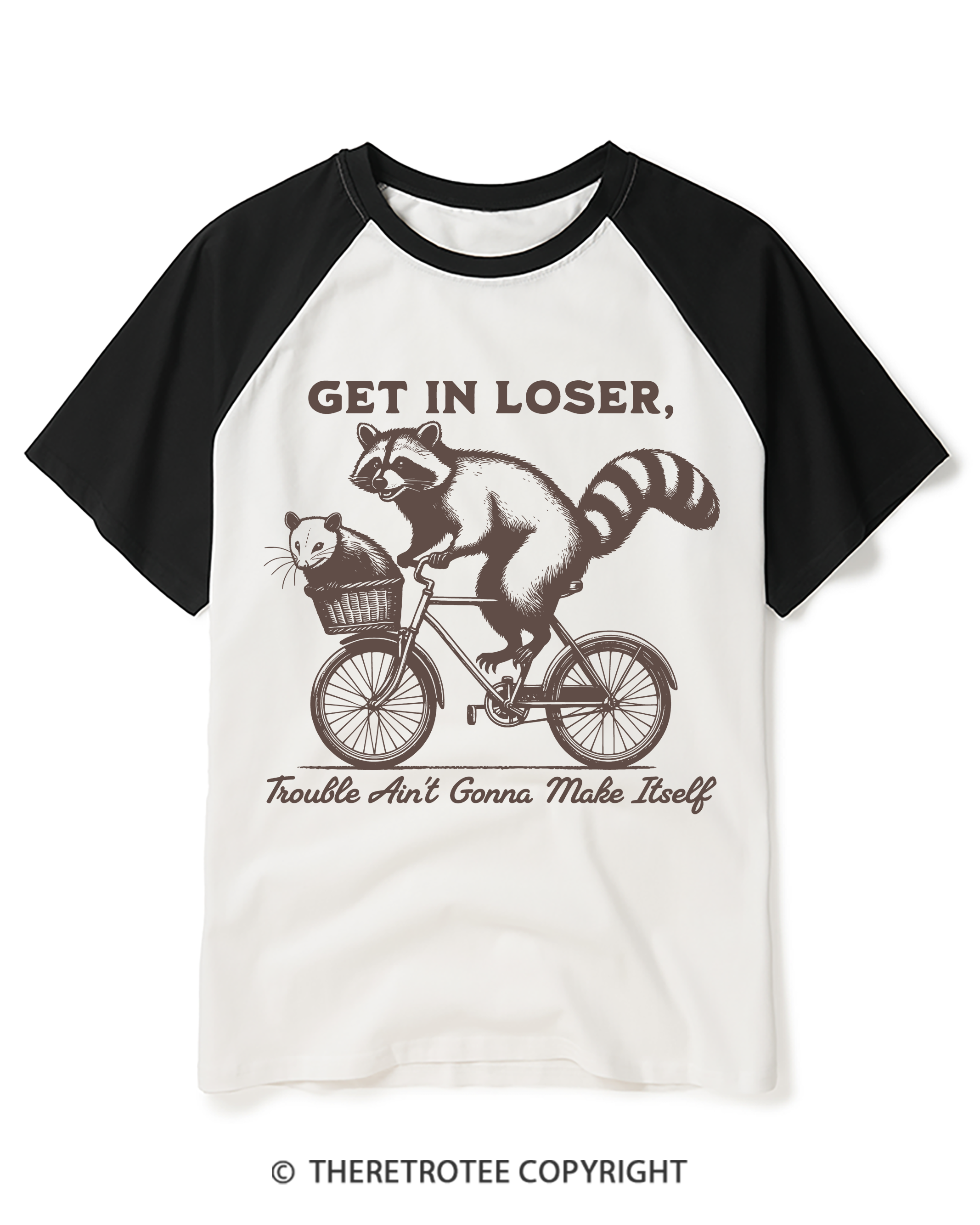 TheRetroTee Get In Loser Raglan Baseball T-Shirt