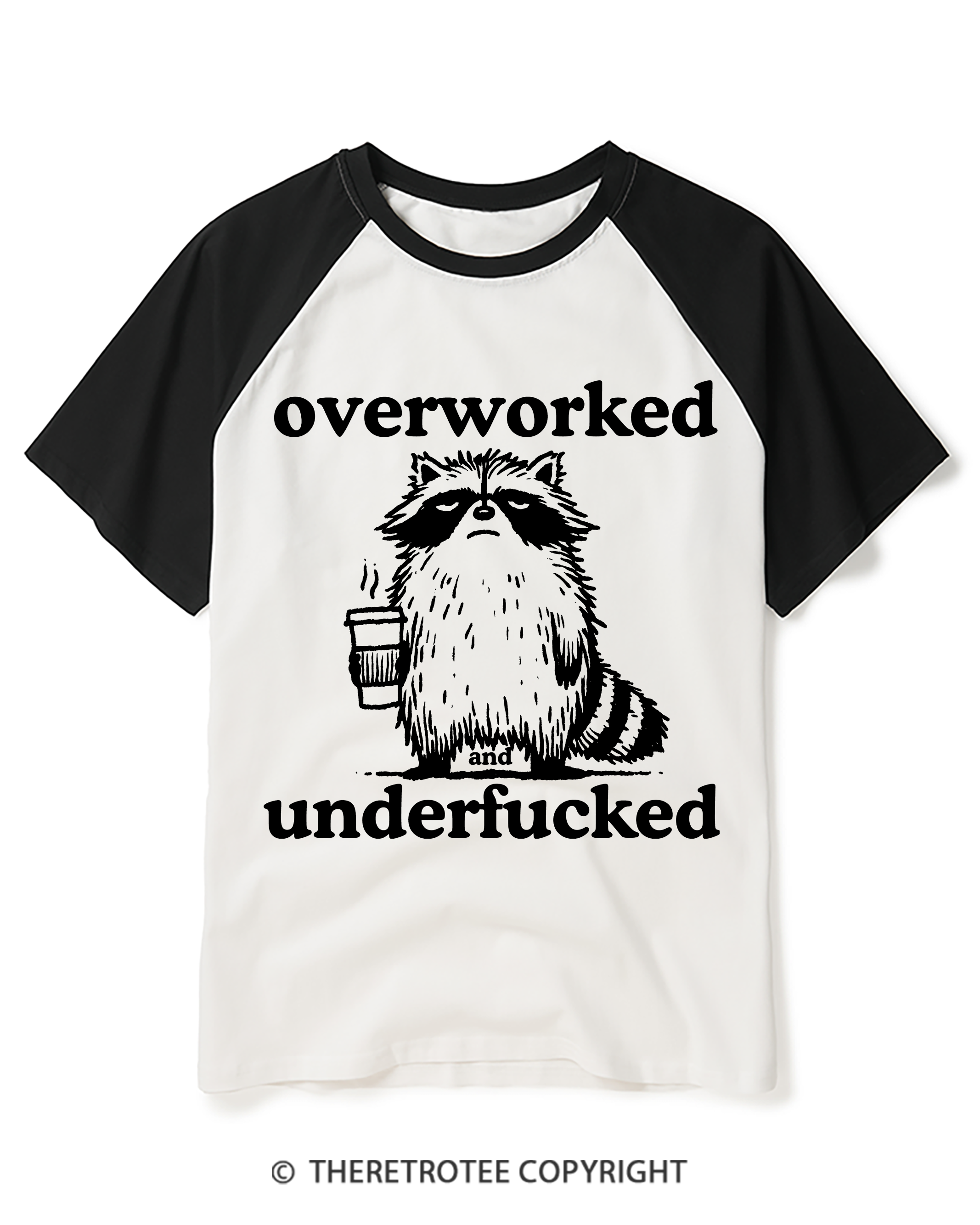 TheRetroTee Overworked And Underfucked Raglan Baseball T-Shirt