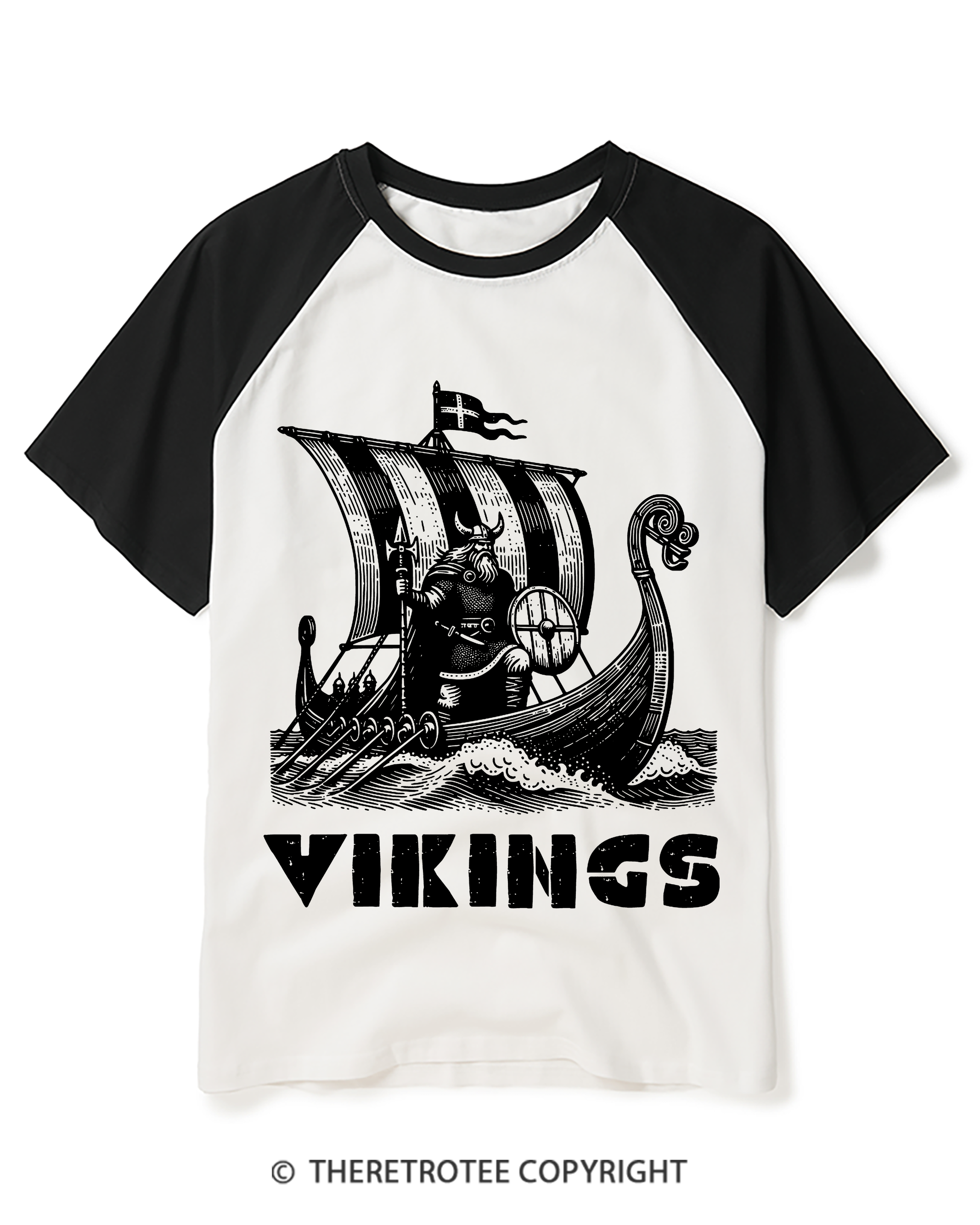 TheRetroTee Vikings Raglan Baseball T-Shirt