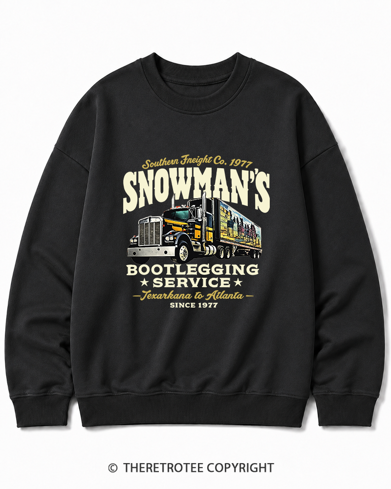 TheRetroTee Snowman's Bootlegging Service 1970s Cotton Sweatshirt