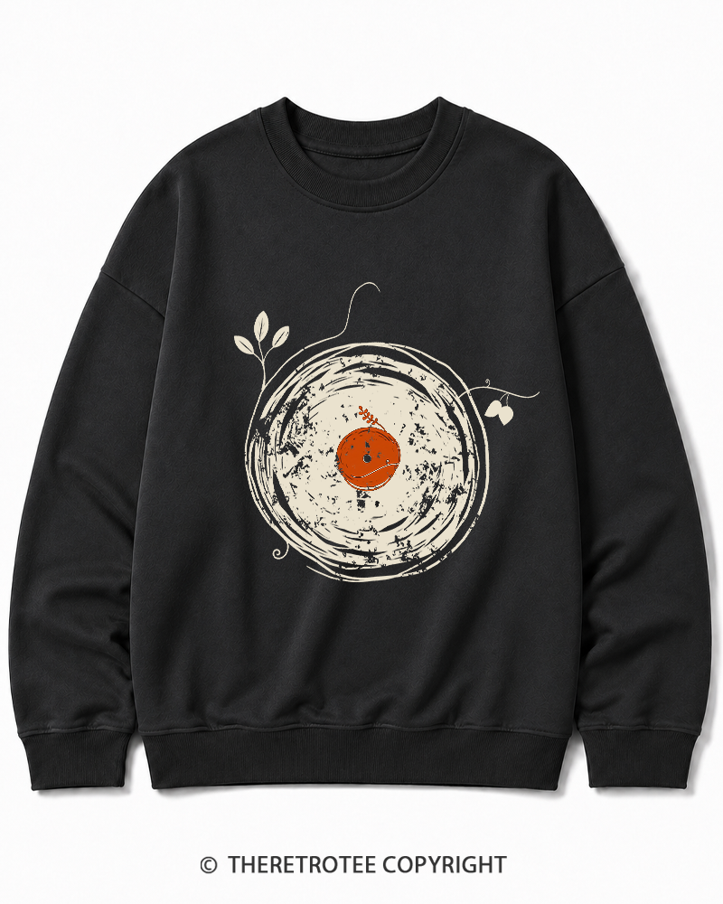 TheRetroTee Enchanting Vinyl Records 1970s Cotton Sweatshirt
