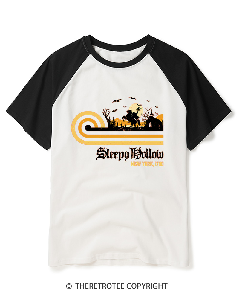 TheRetroTee Sleepy Hollow 1970s Raglan Baseball T-Shirt