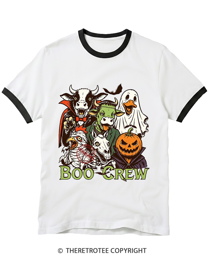 TheRetroTee Boo Crew 1970s Ringer T-shirt