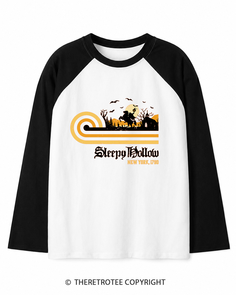 TheRetroTee Sleepy Hollow 1970s Long Sleeve Raglan T-Shirt