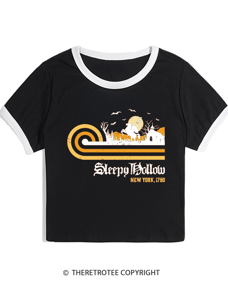 TheRetroTee Sleepy Hollow 1970s Women Ringer T-shirt