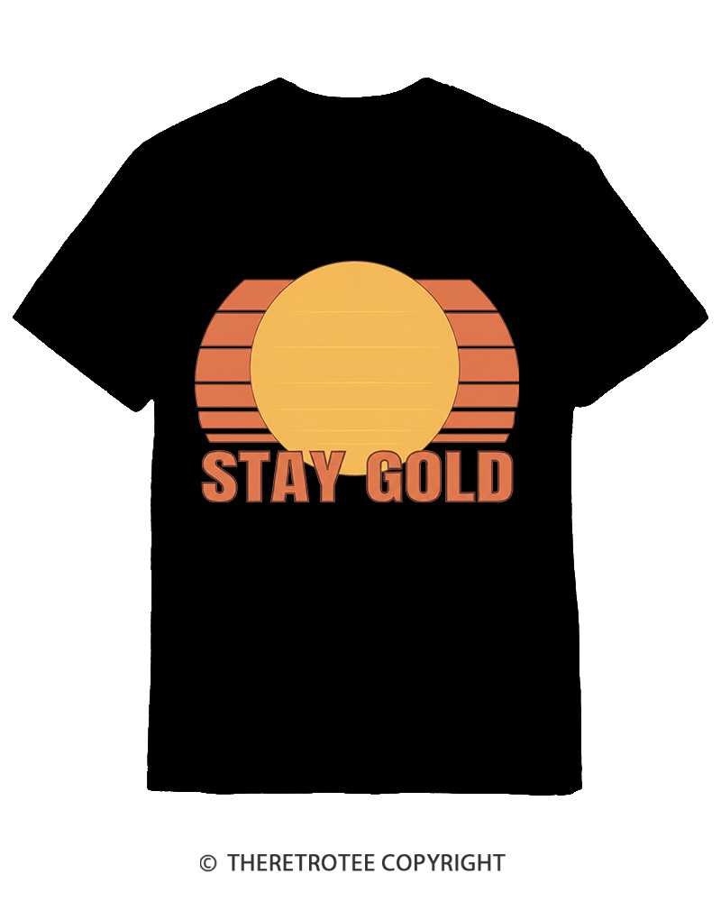 TheRetroTee Stay Gold 1980s Cotton T-Shirt