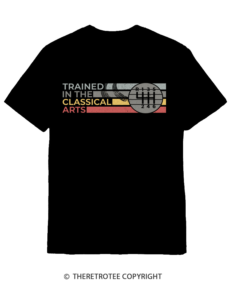 TheRetroTee Trained In The Classical Arts Speed Manual Transmission 1980s Cotton T-Shirt