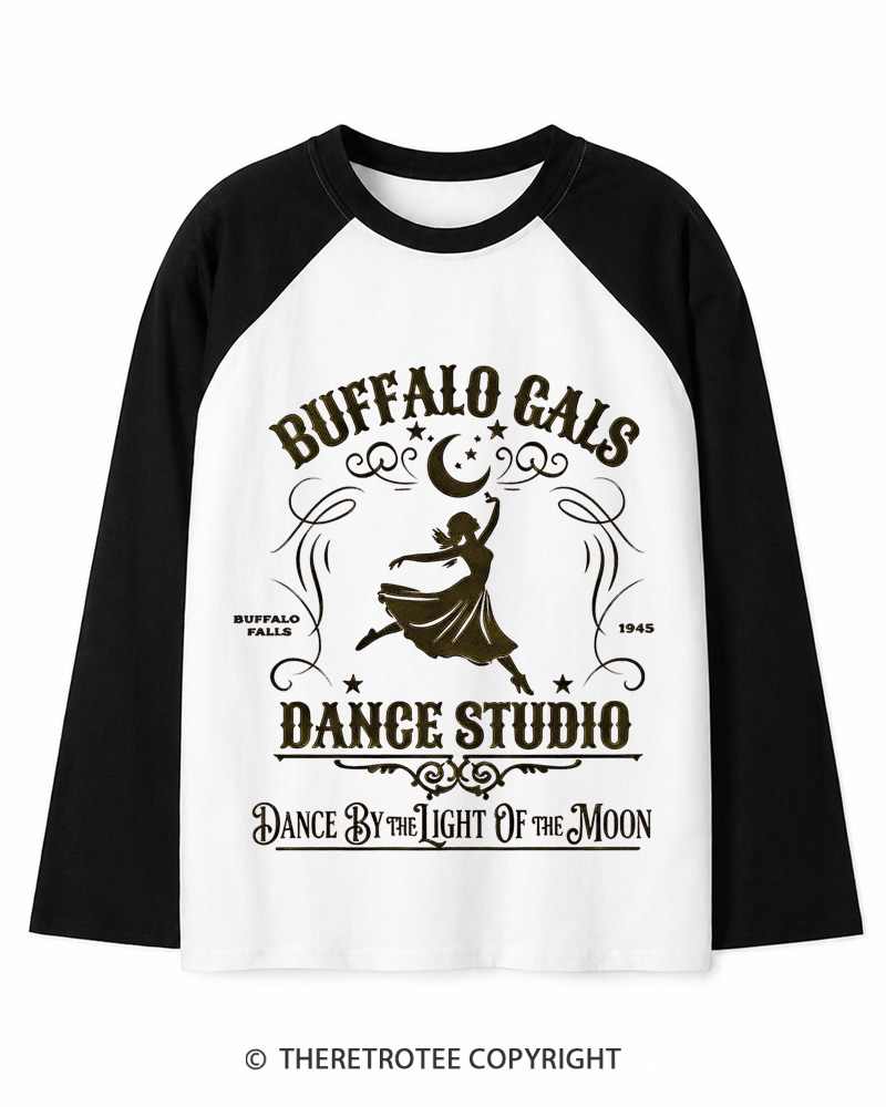 TheRetroTee Dance By The Light Of The Moon 1940s Christmas Long Sleeve Raglan T-Shirt