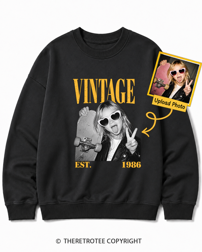 TheRetroTee Personalized My First Skateboard 1986 Sweatshirt