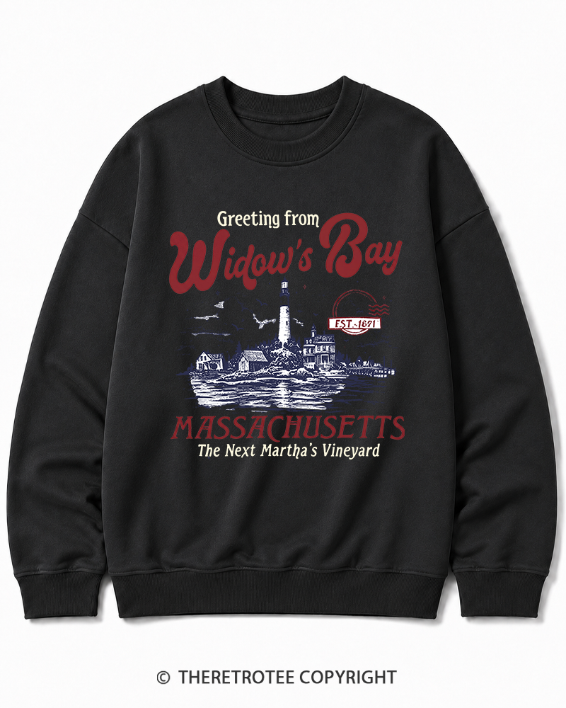 TheRetroTee Getting On Widow’s Bay 1980s Halloween Cotton Sweatshirt