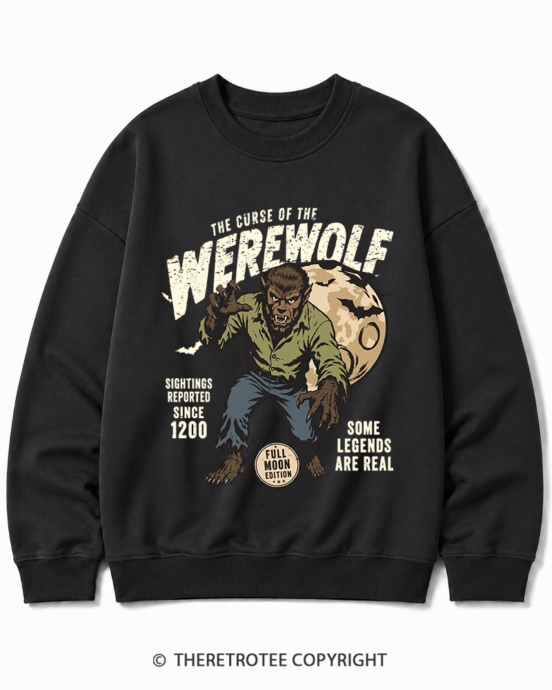 TheRetroTee Werewolf Cult Classic Halloween Horror Movie 1990s Halloween Cotton Sweatshirt