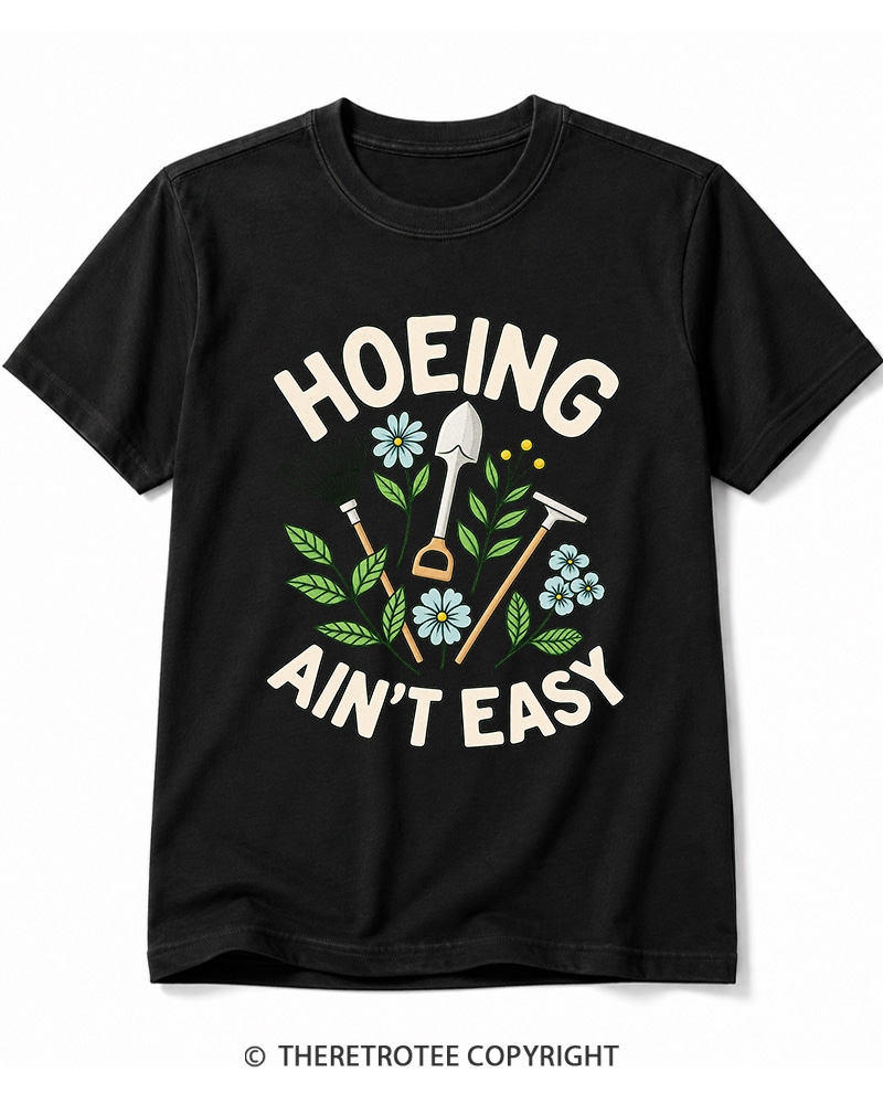 TheRetroTee Hoeing Ain’t Easy 1970s Cotton T-Shirt