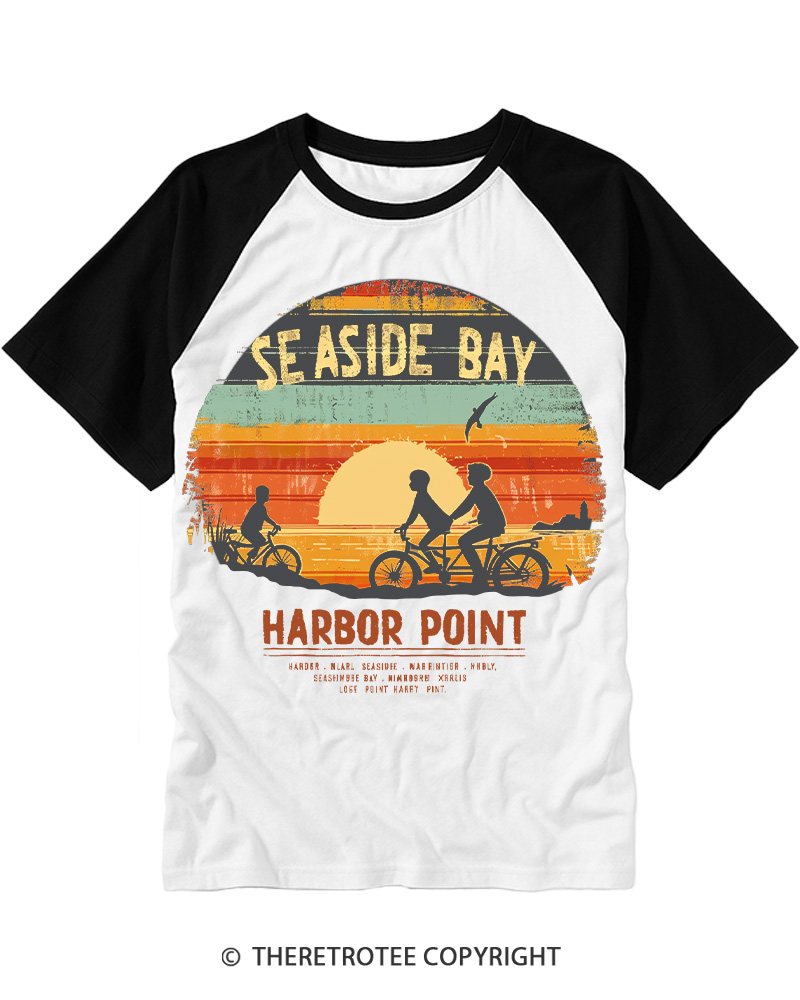 TheRetroTee Seaside Bay Ride 1970s Raglan Baseball T-Shirt