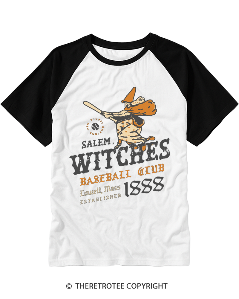 TheRetroTee Salem Witches 1888 Raglan Baseball T-Shirt
