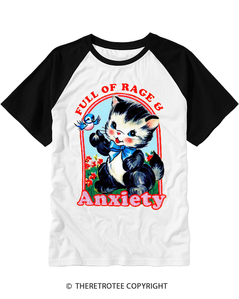 TheRetroTee Rage & Anxiety Humor 1970s Raglan Baseball T-Shirt
