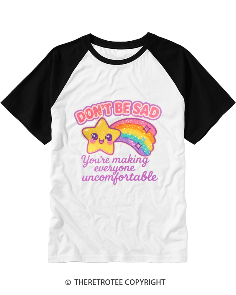 TheRetroTee Sarcastic Rainbow Star 1970s Raglan Baseball T-Shirt