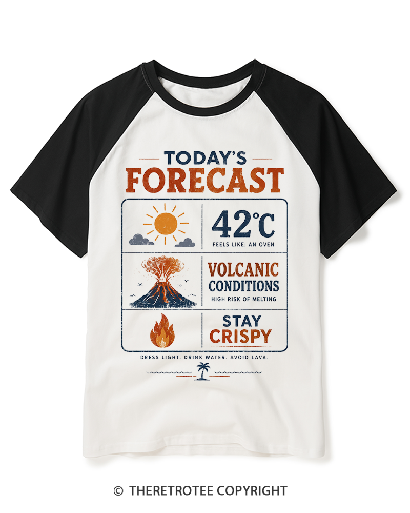 TheRetroTee Today's Forecast Heatwave Raglan Baseball T-Shirt