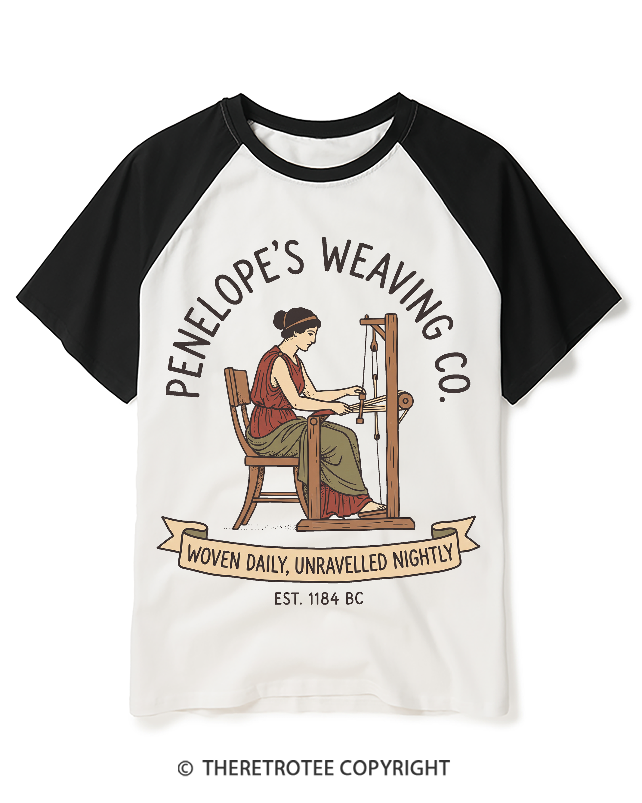 TheRetroTee Vintage Odyssey Woven Daily Raglan Baseball T-Shirt