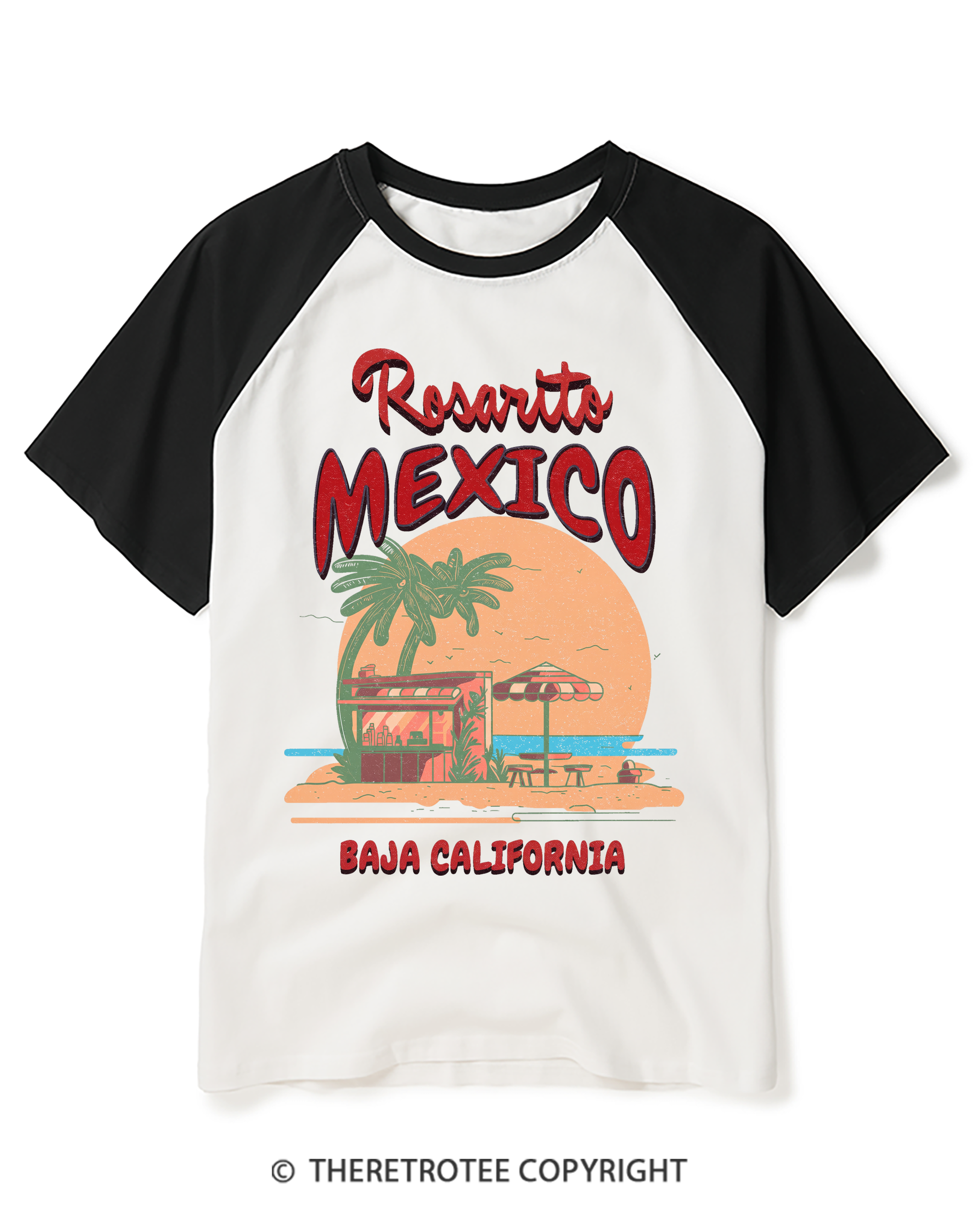 TheRetroTee Folly Beach Bronco Life Raglan Baseball T-Shirt