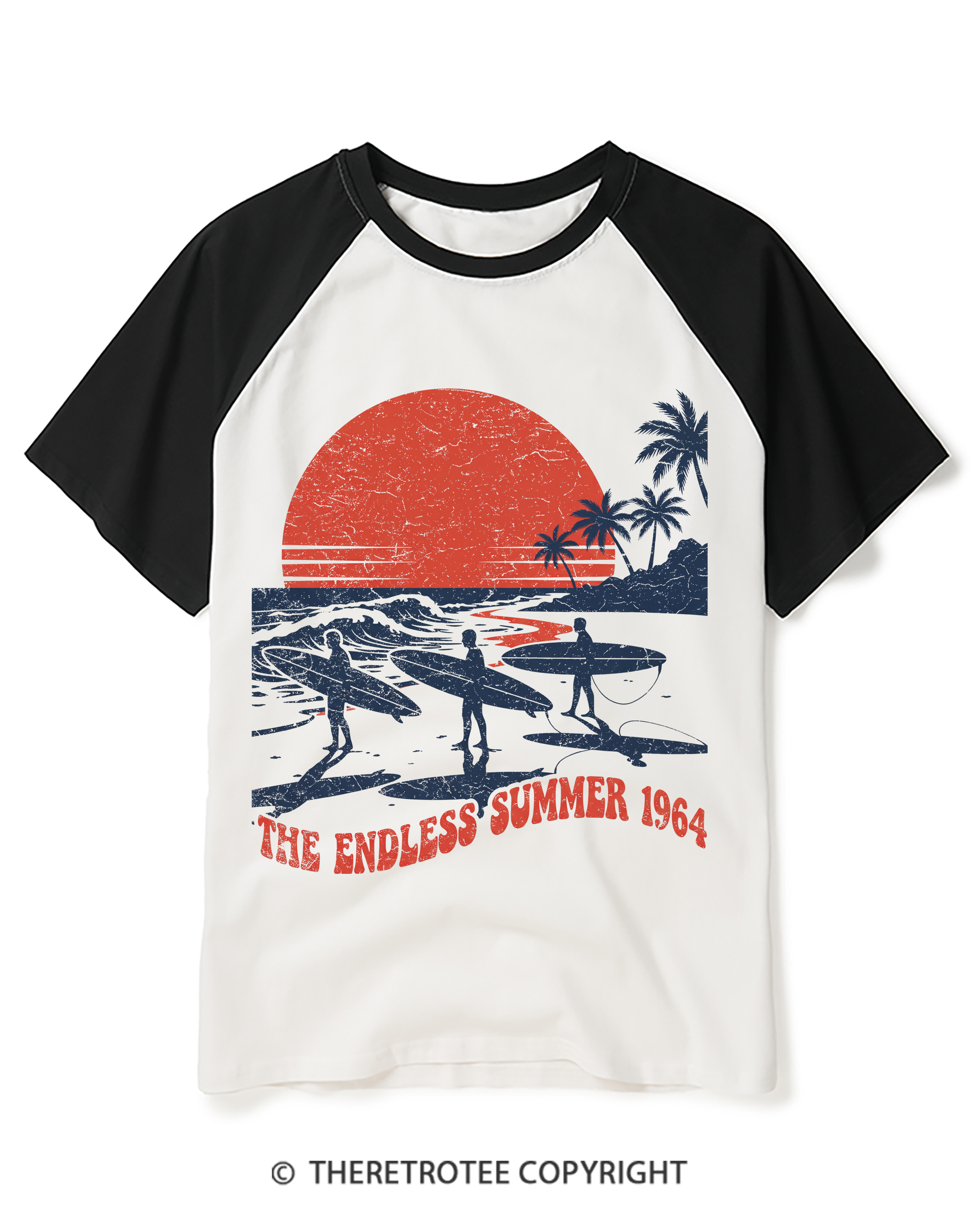 TheRetroTee The Endless Summer 1964Raglan Baseball T-Shirt
