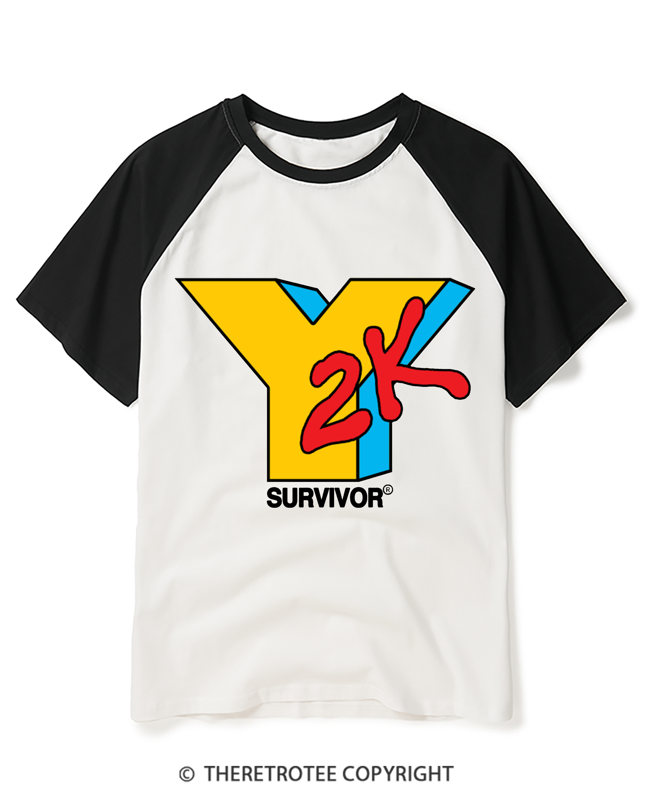 TheRetroTee Y2K SURVIVOR Raglan Baseball T-Shirt