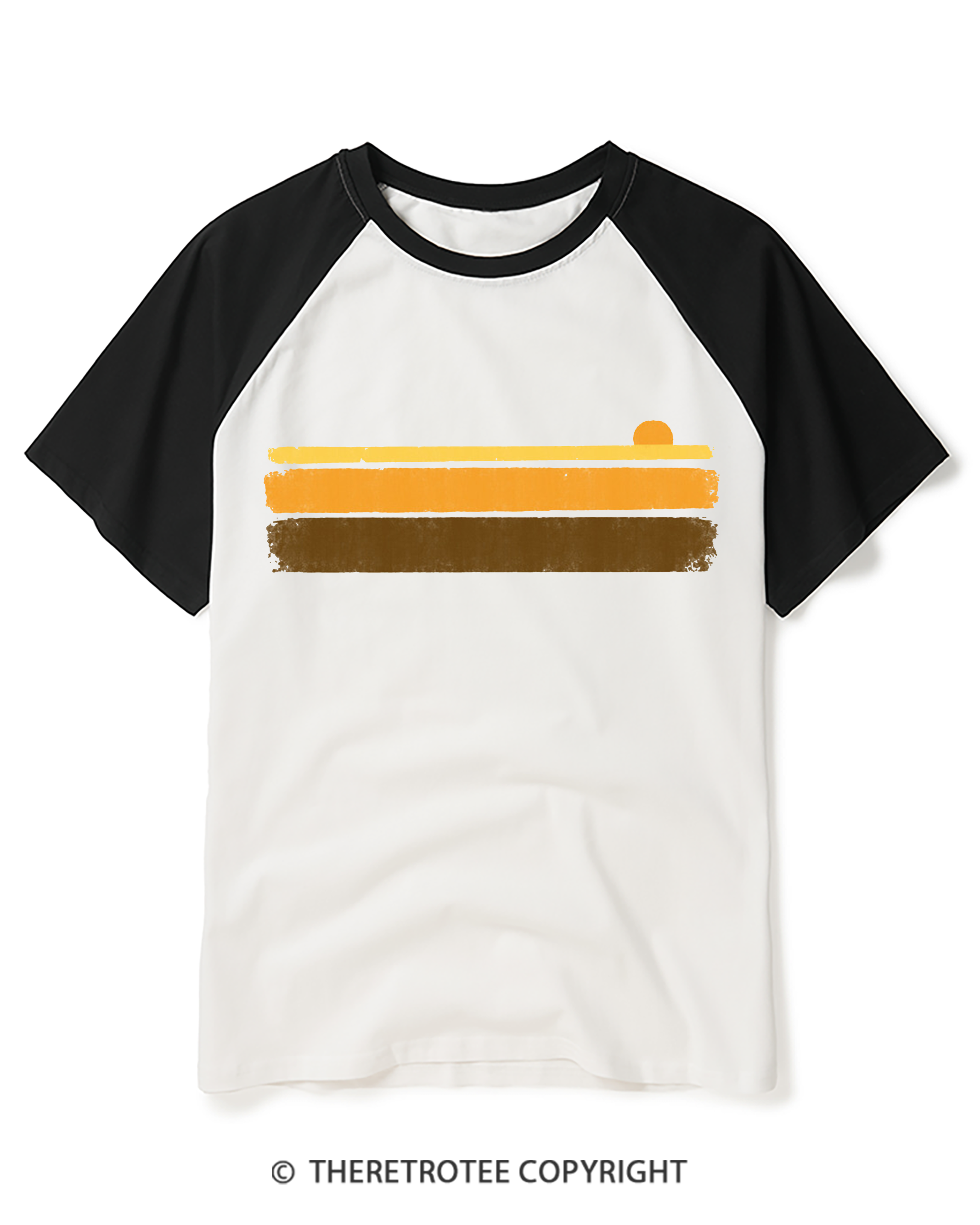 TheRetroTee Retro 70s Summer Stripes Raglan Baseball T-Shirt