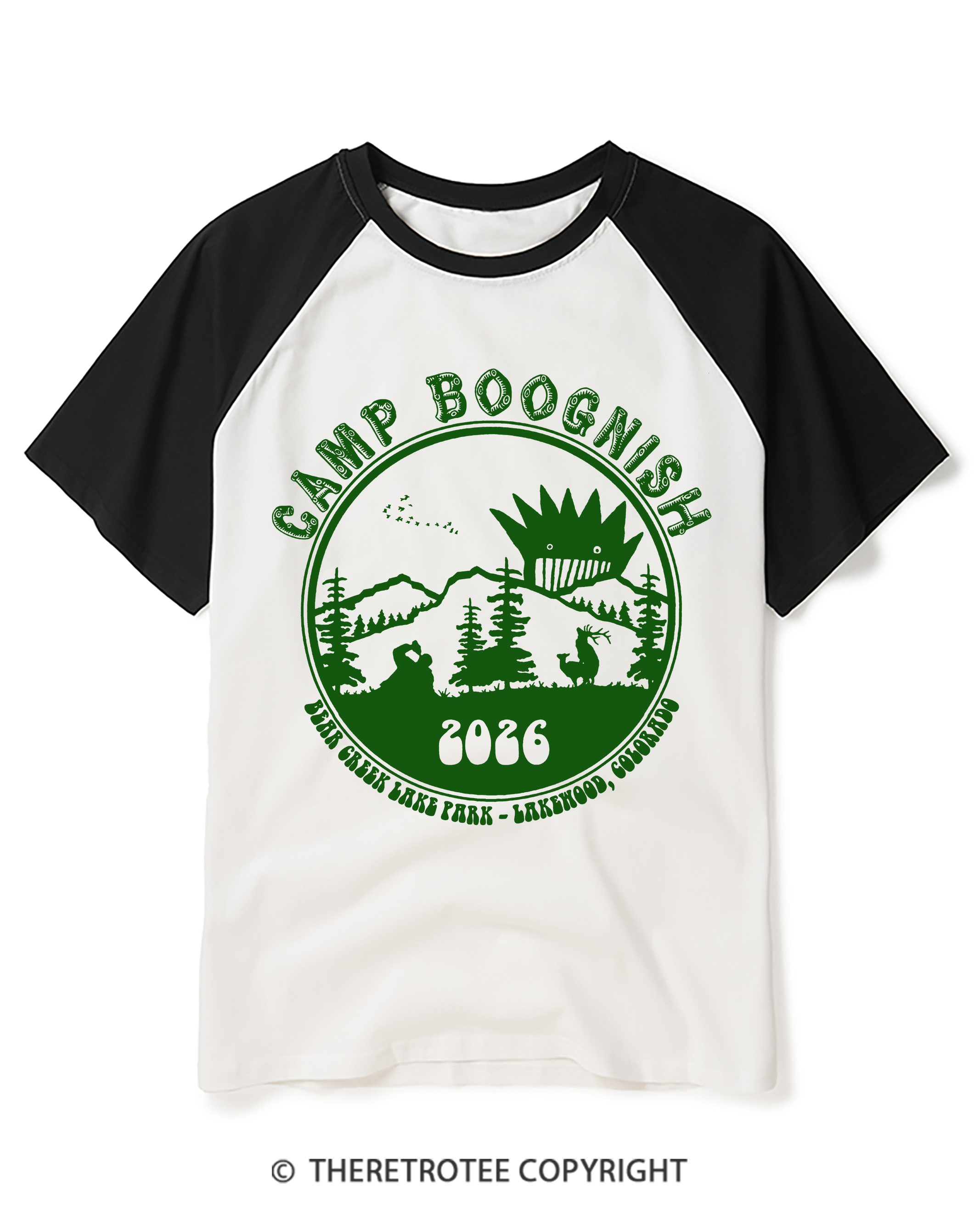 TheRetroTee ADVENTURE CAMP FOR YOUNG CAMPERS Raglan Baseball T-Shirt