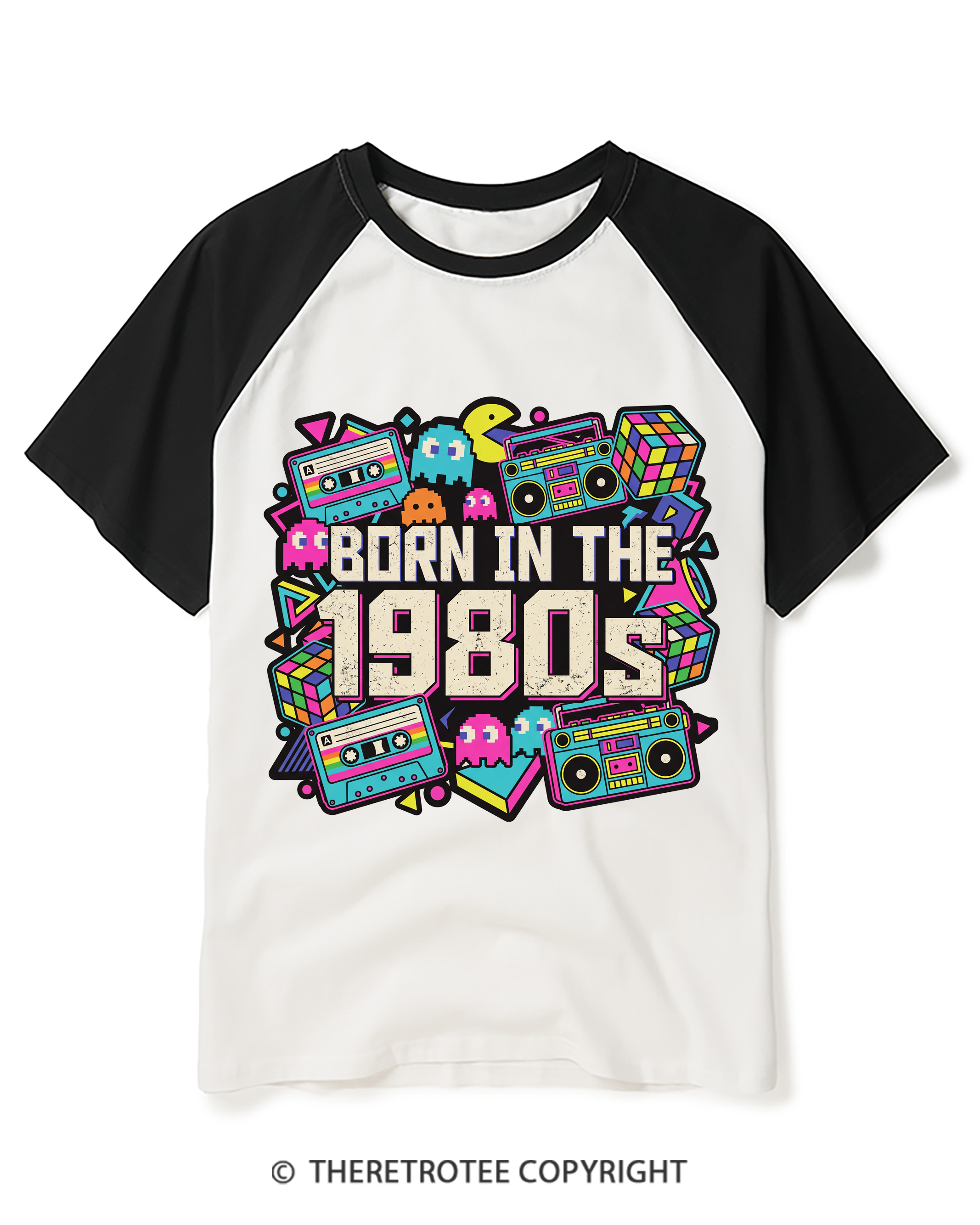 TheRetroTee Born in the 1980s Raglan Baseball T-Shirt