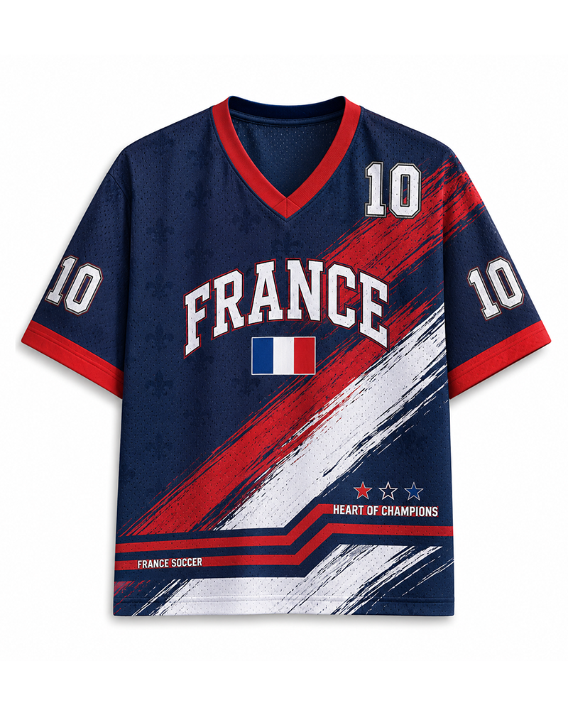 TheRetroTee Custom France Soccer Mesh Jersey