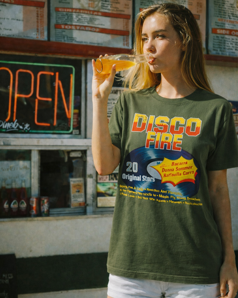 TheRetroTee Disco Fire 1970s Music Cotton T-Shirt