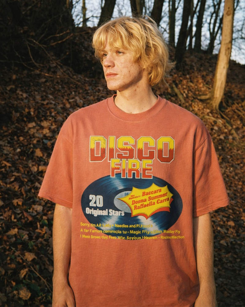 TheRetroTee Disco Fire 1970s Music Cotton T-Shirt