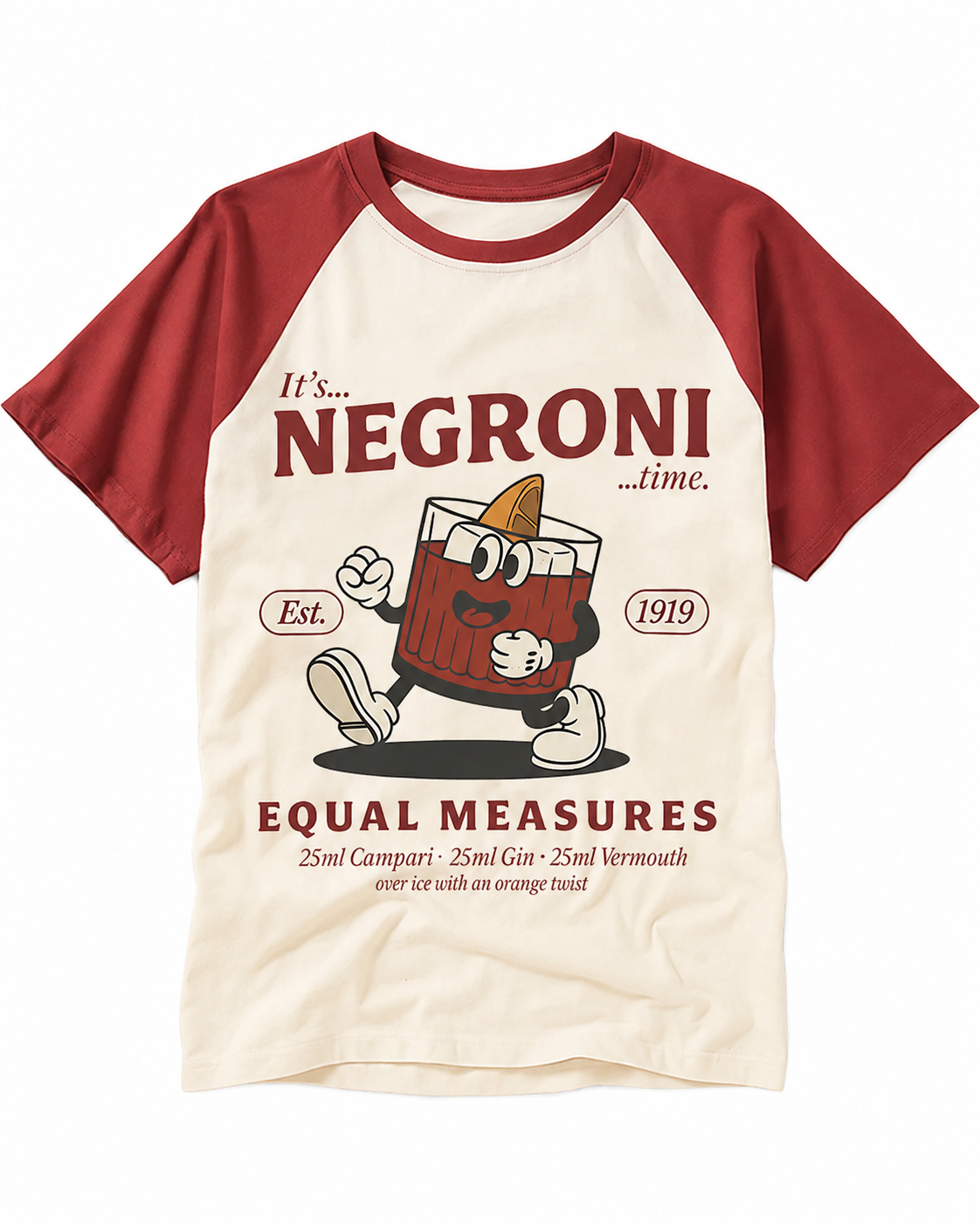 TheRetroTee Negroni Cocktail Raglan Baseball T-Shirt