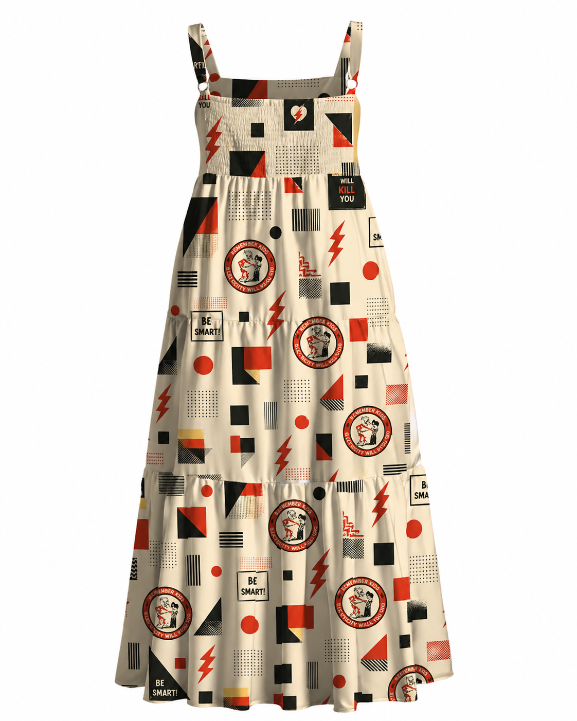 TheRetroTee 1950s Electricity Will Kill You Kids Strappy Maxi Dress