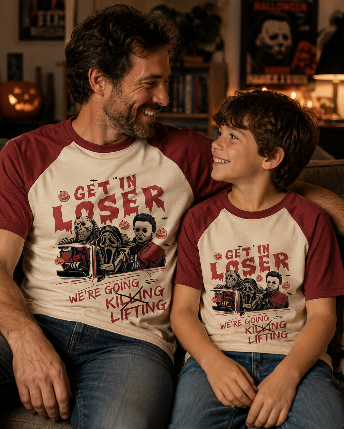 TheRetroTee Get In Loser We're Going Slashing Raglan Baseball Family T-Shirt