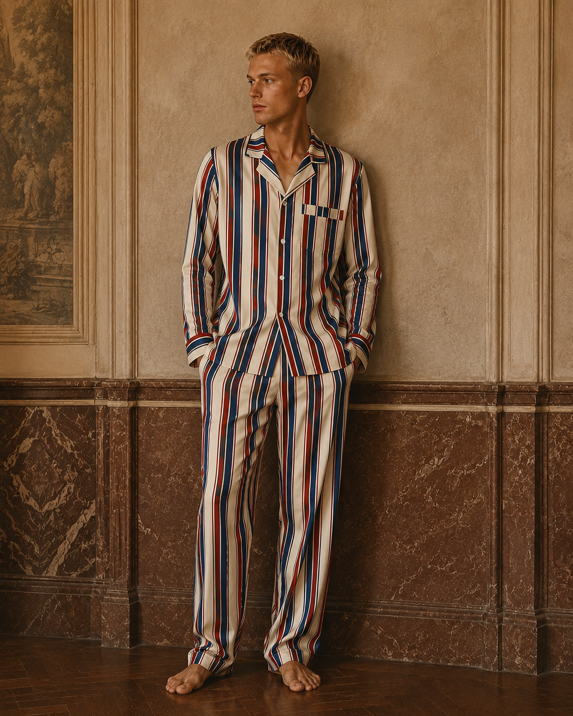 TheRetroTee Patriot  Color Stripe Vintage Pajama Set