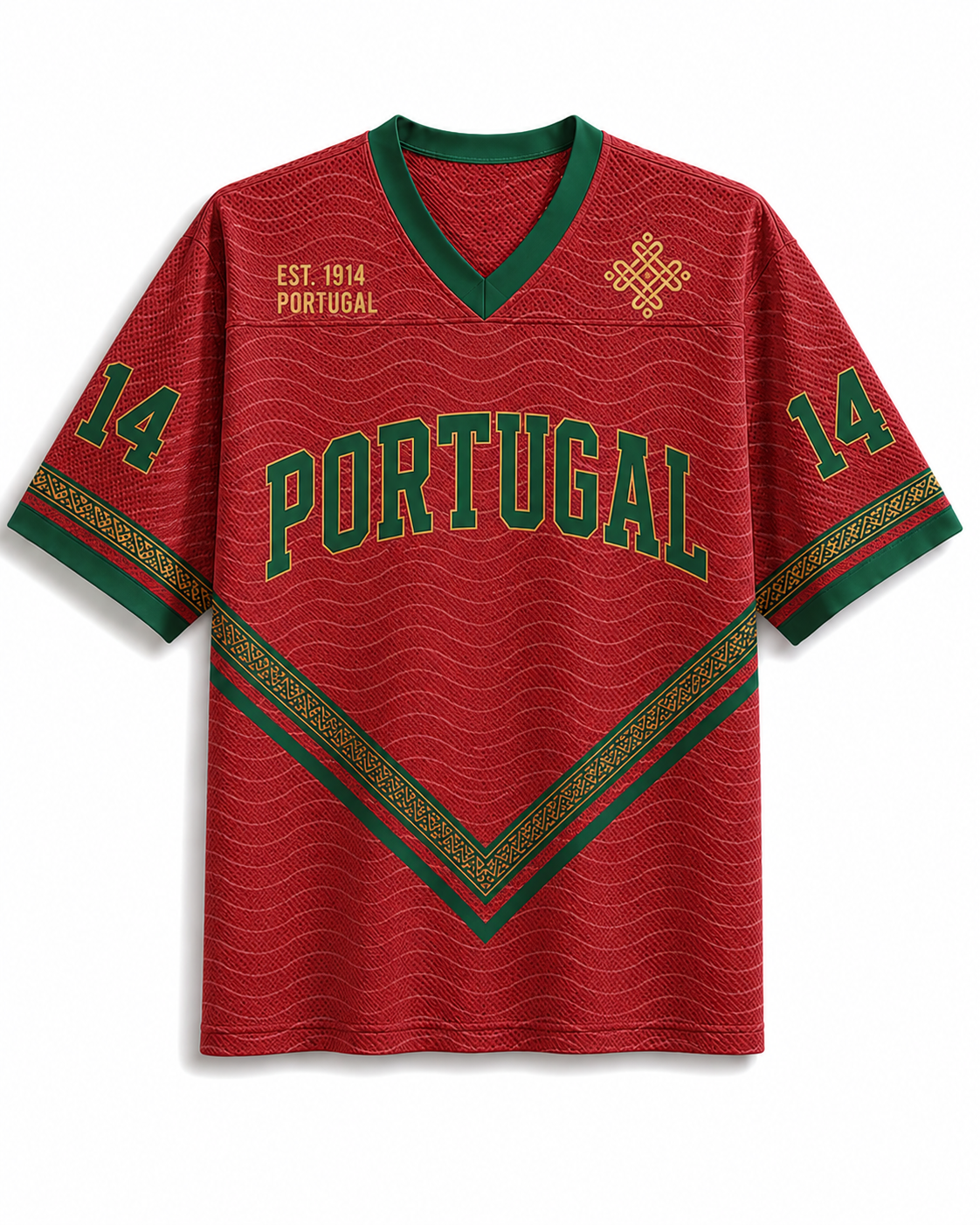 TheRetroTee Vintage Portugal Heritage Red & Green Football Mesh Jersey