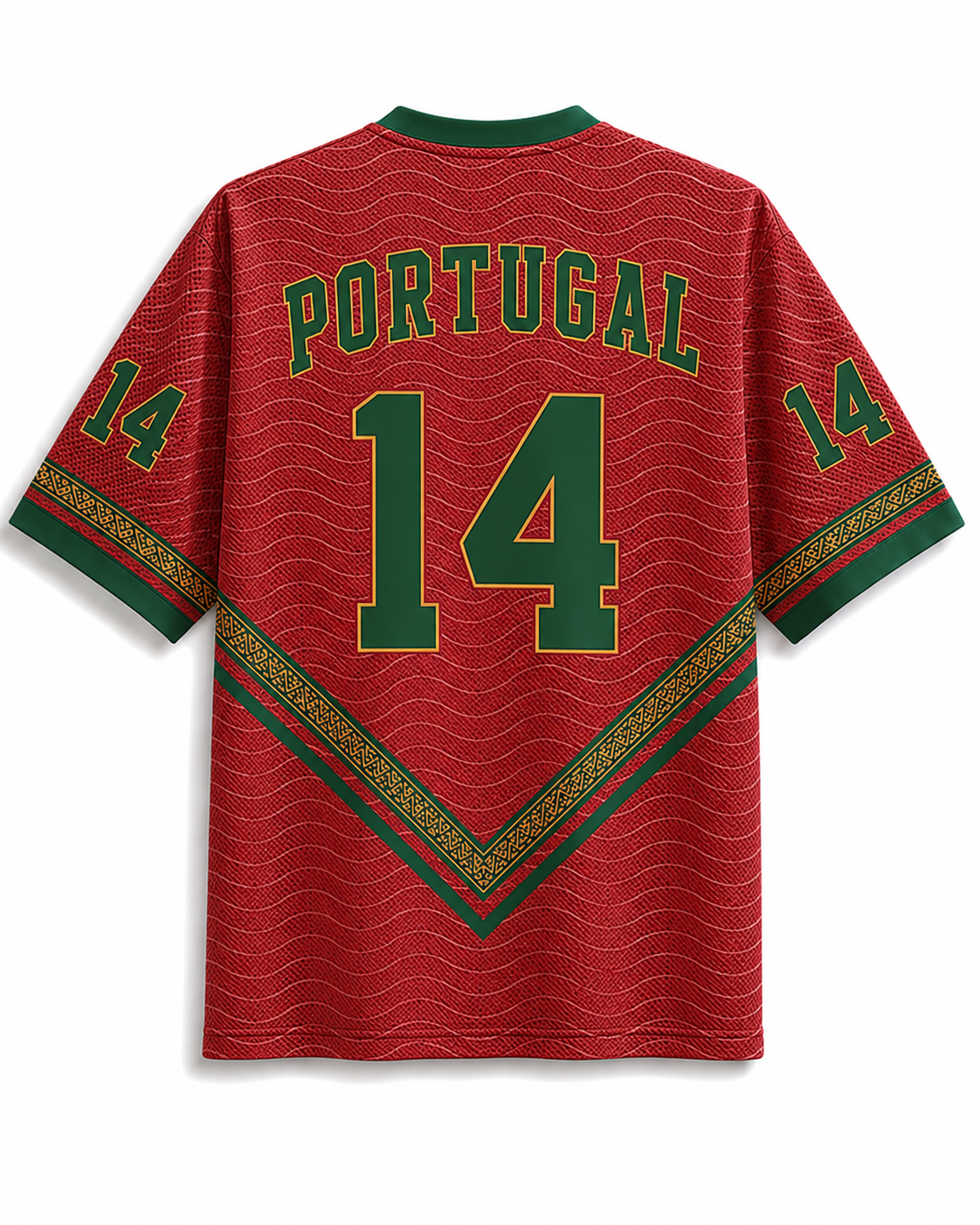 TheRetroTee Vintage Portugal Heritage Red & Green Football Mesh Jersey
