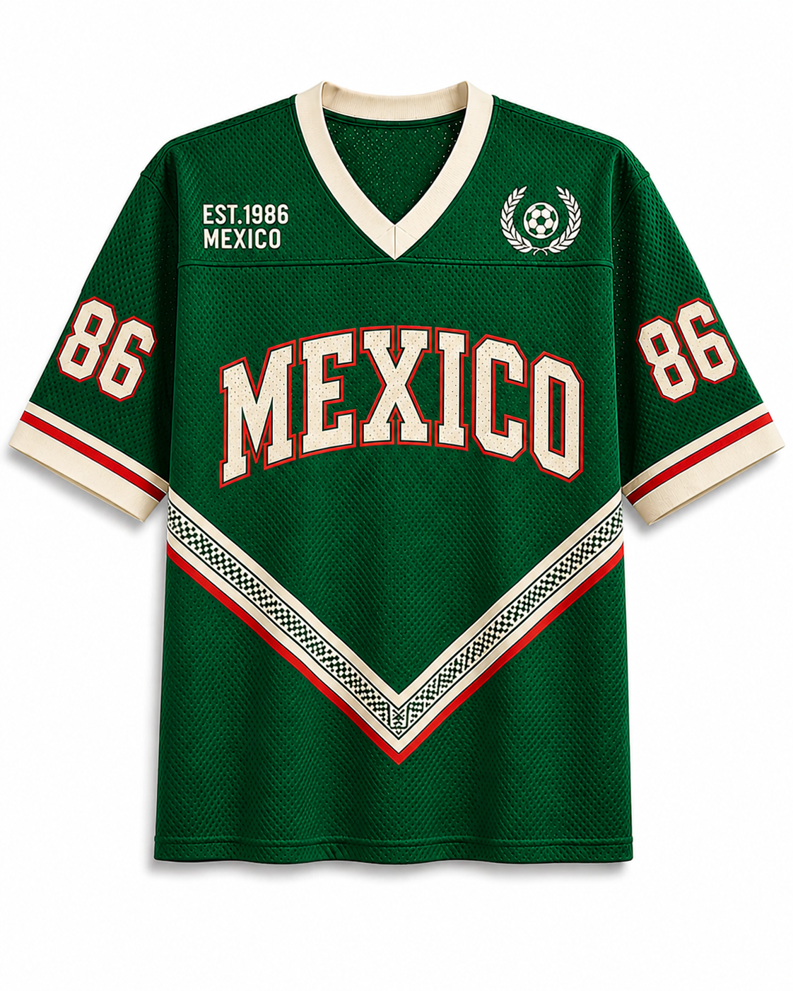 TheRetroTee Vintage Mexico Heritage Green Football Mesh Jersey
