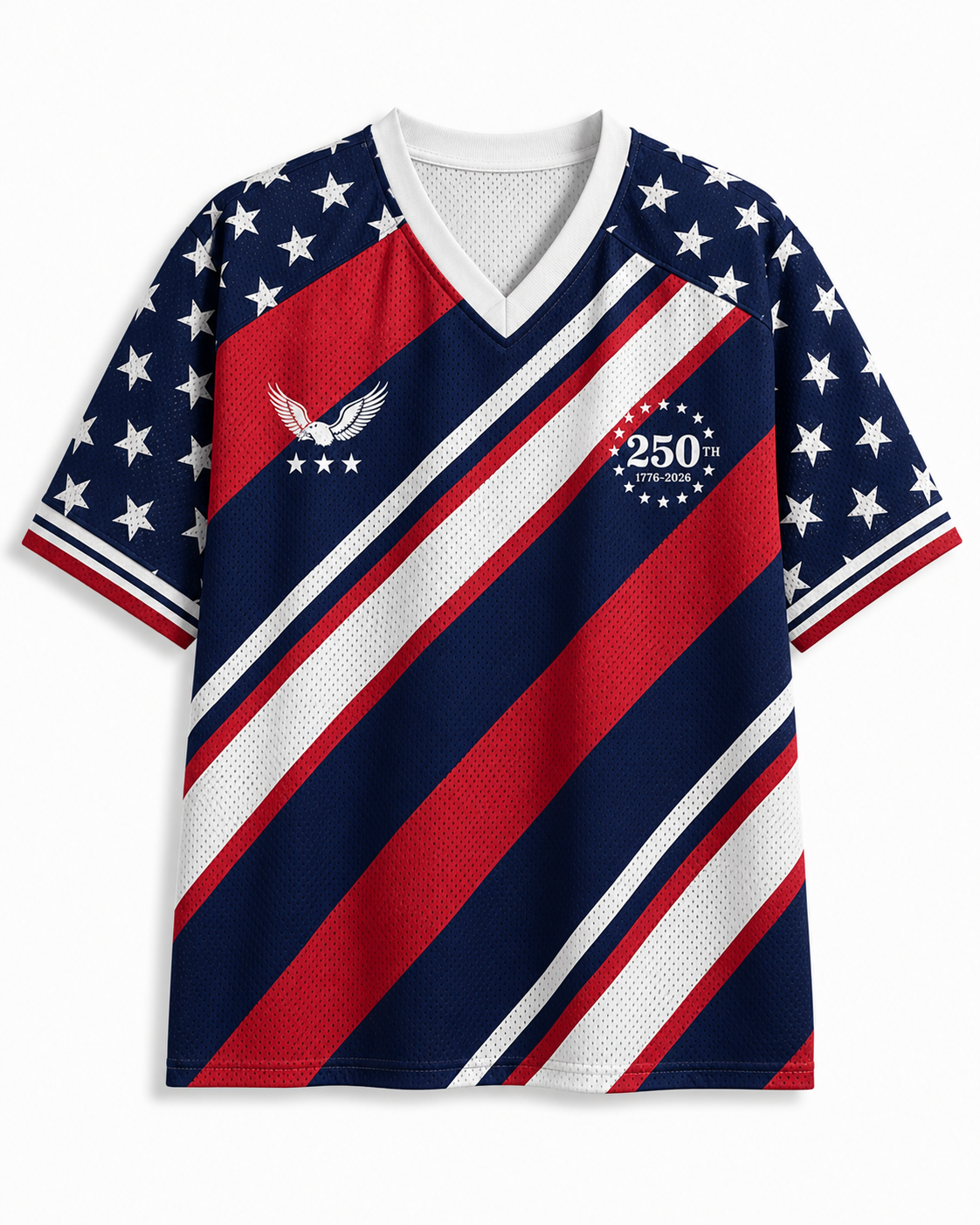 TheRetroTee America 250th Anniversary Patriotic Soccer Mesh Jersey