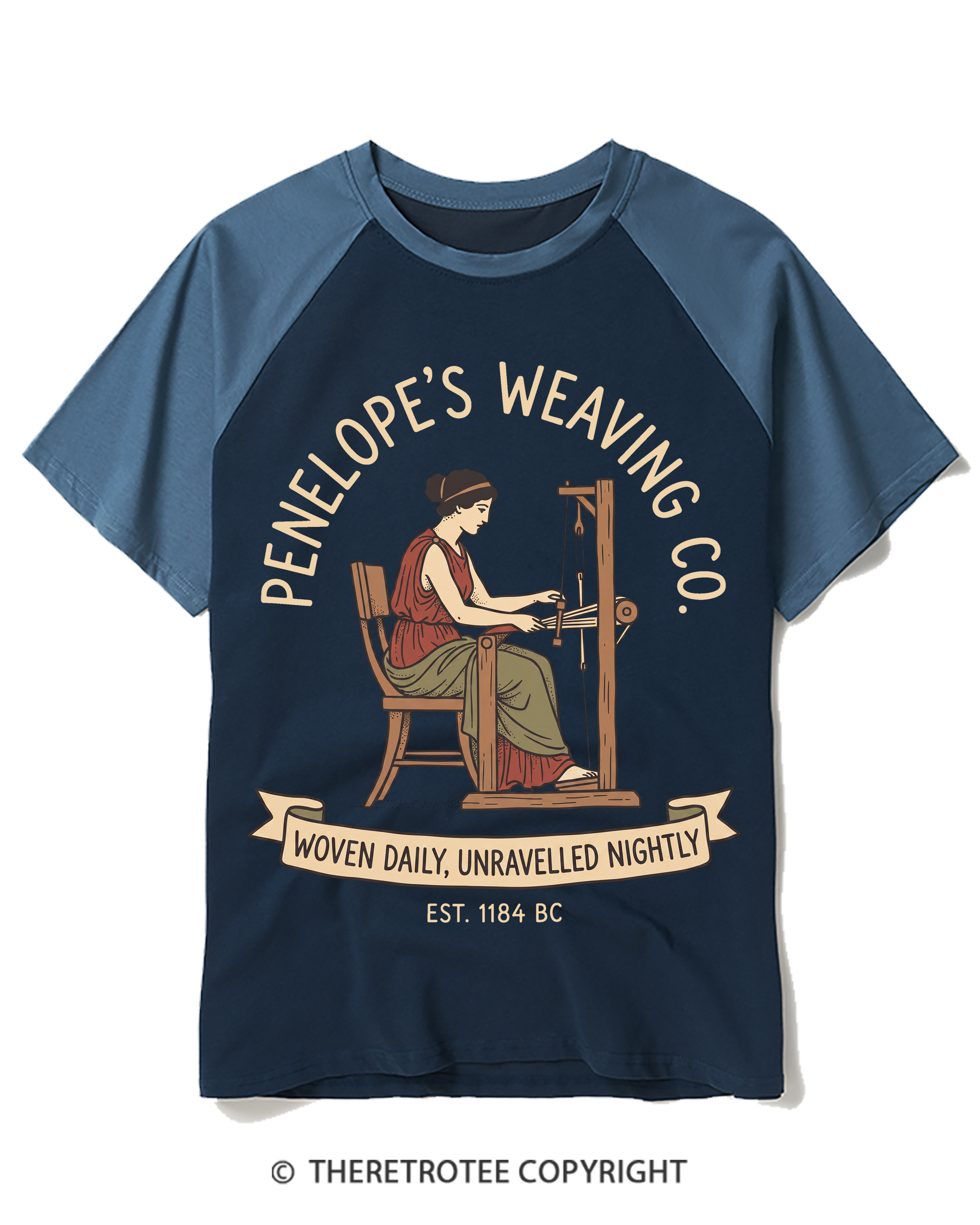 TheRetroTee Vintage Odyssey Woven Daily Raglan Baseball T-Shirt