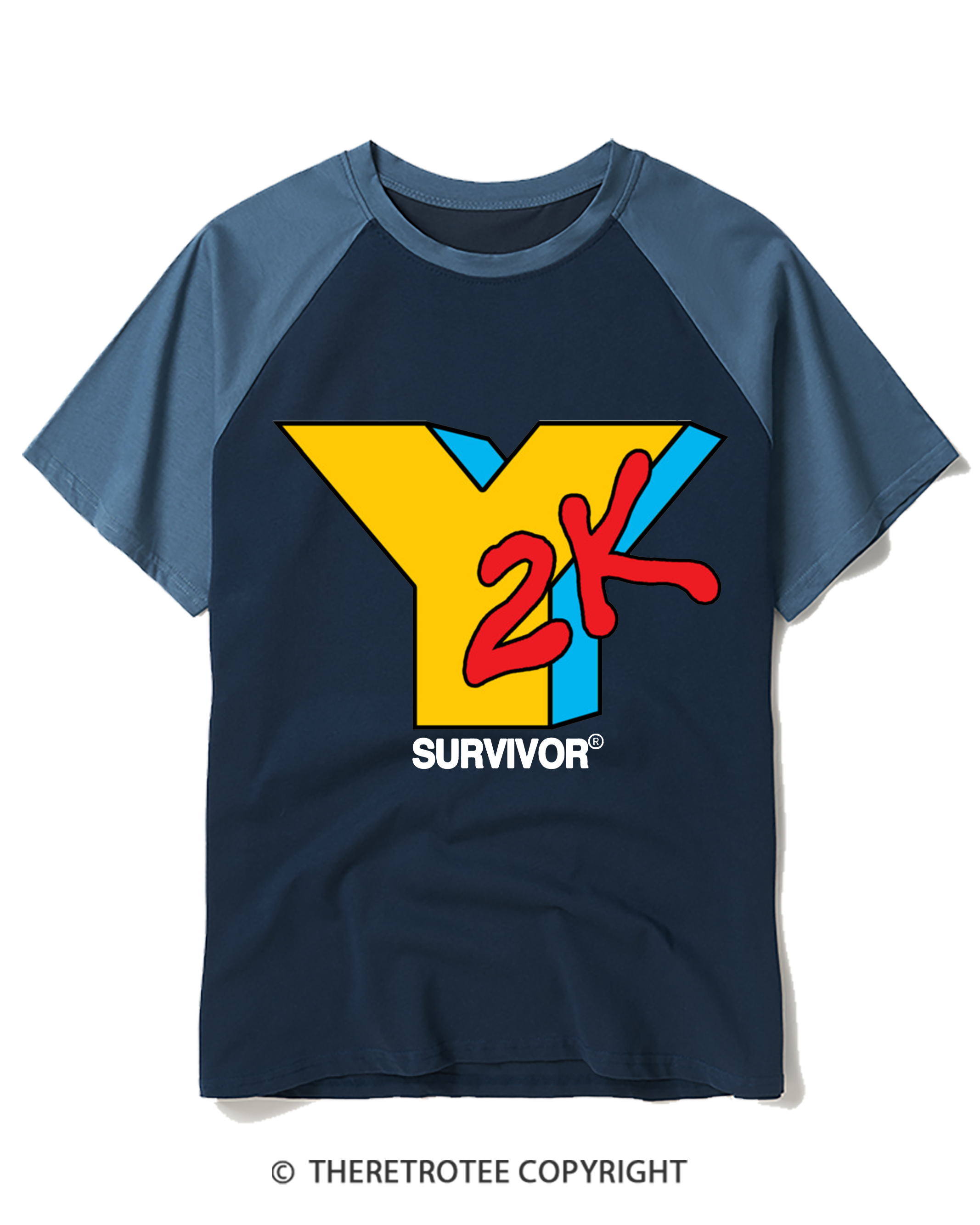 TheRetroTee Y2K SURVIVOR Raglan Baseball T-Shirt