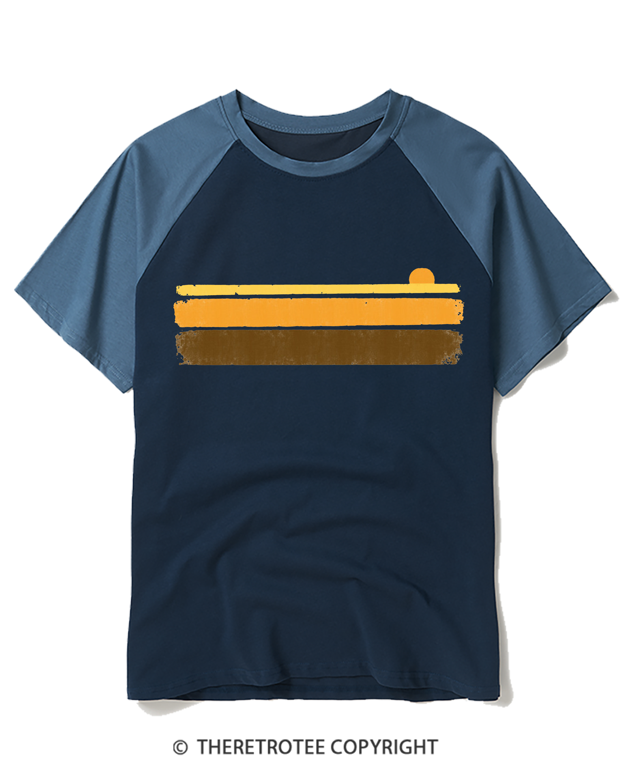 TheRetroTee Retro 70s Summer Stripes Raglan Baseball T-Shirt