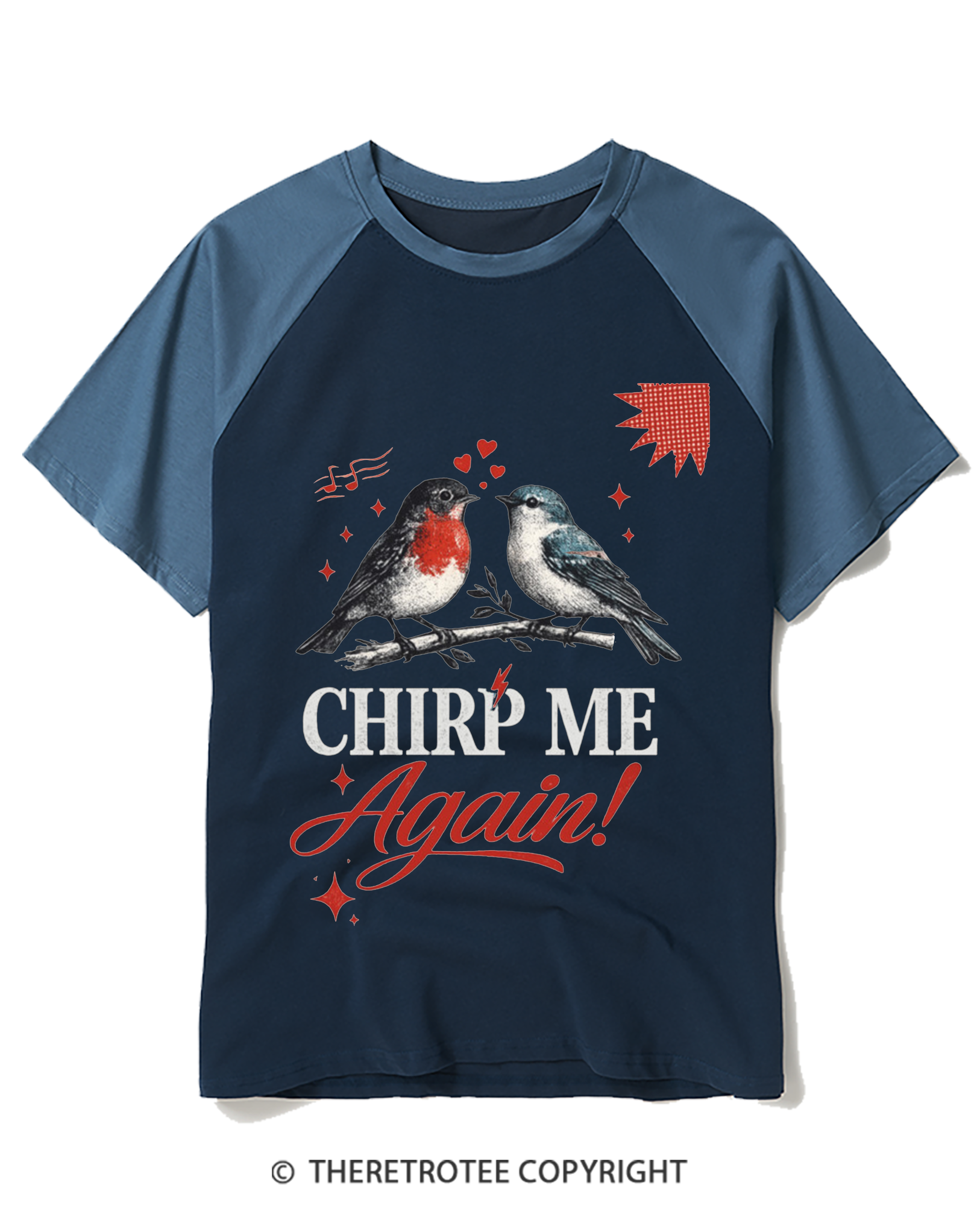 TheRetroTee Chirp Me Again Raglan Baseball T-Shirt