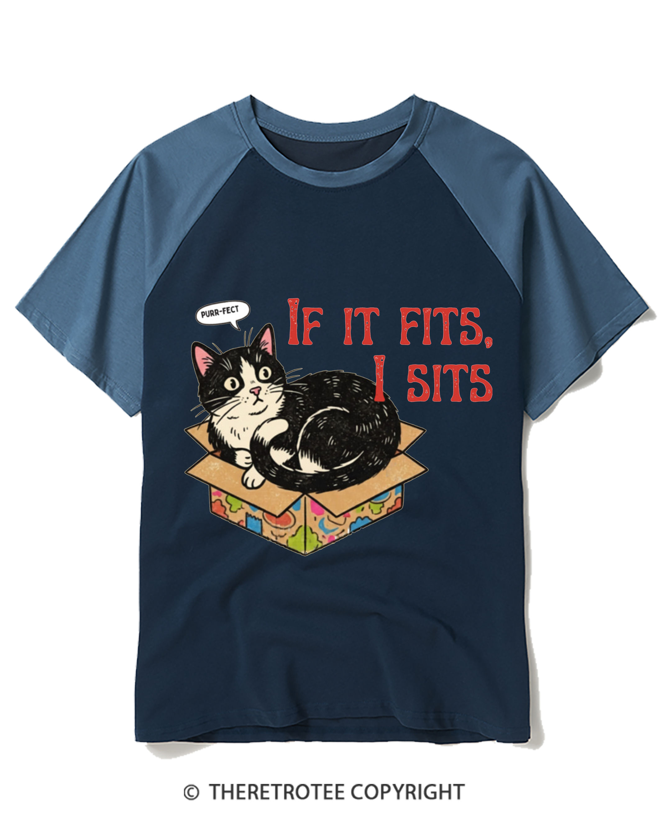 TheRetroTee If It Fits I Sits Raglan Baseball T-Shirt