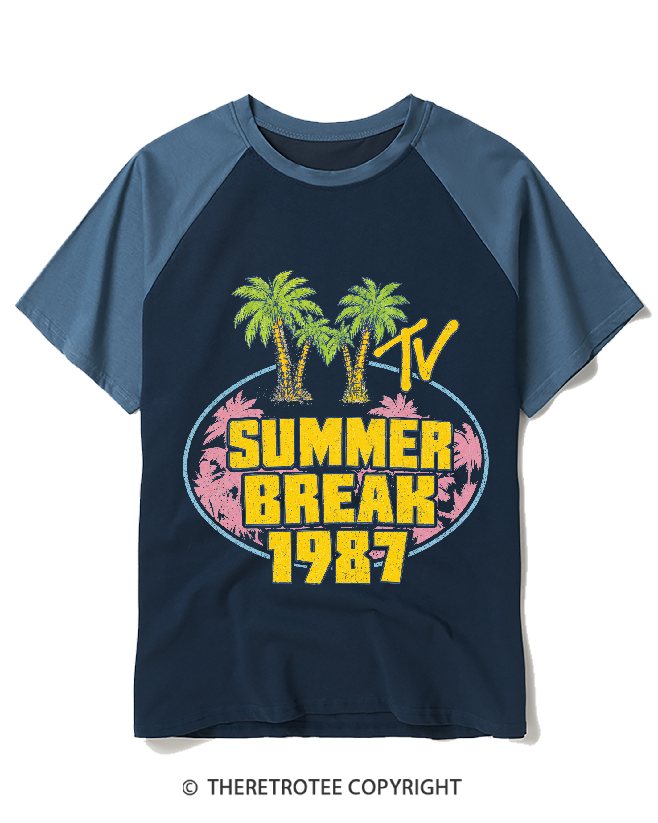 TheRetroTee Summer Break 1987 Raglan Baseball T-Shirt