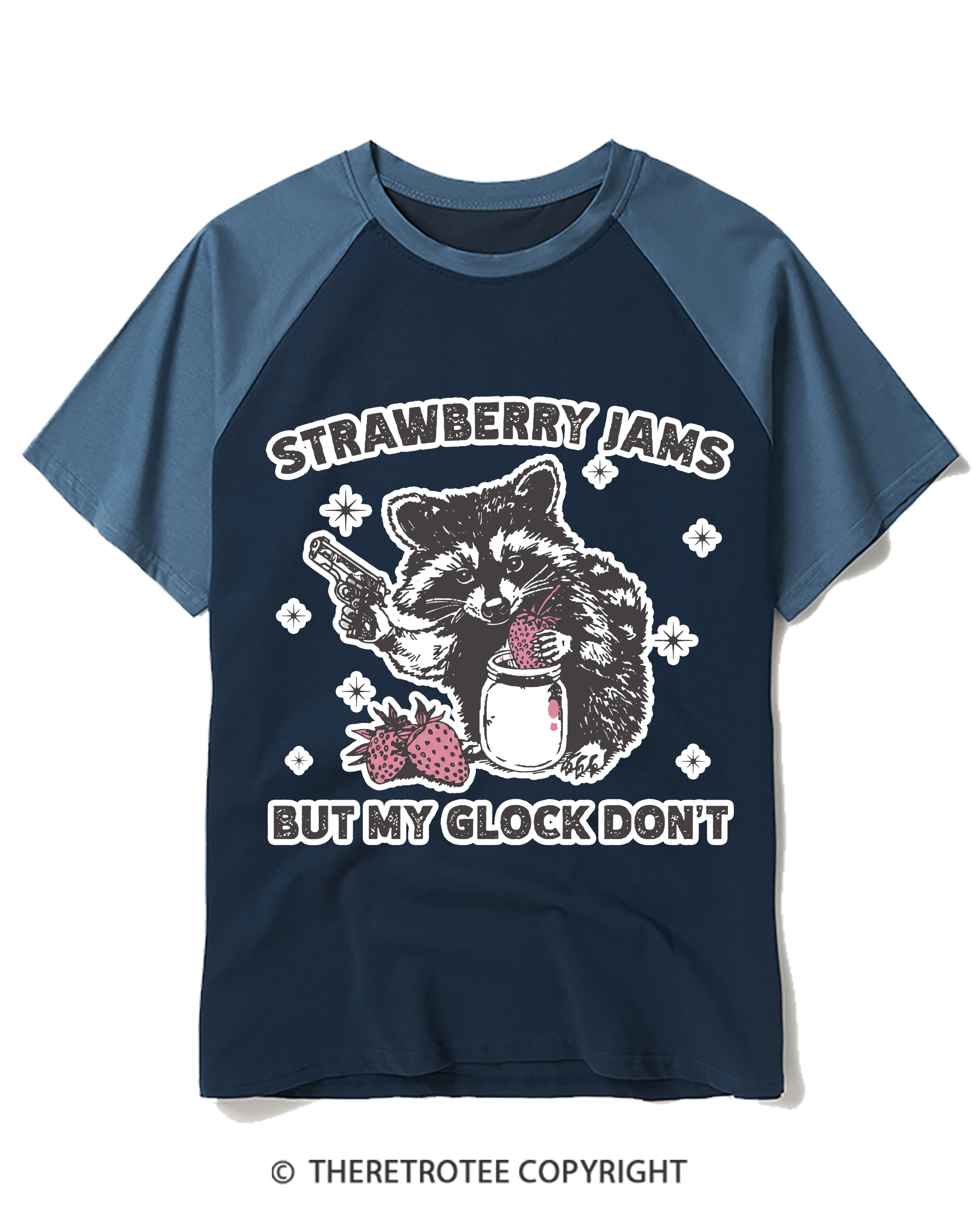 TheRetroTee Strawberry Jams Raglan Baseball T-Shirt